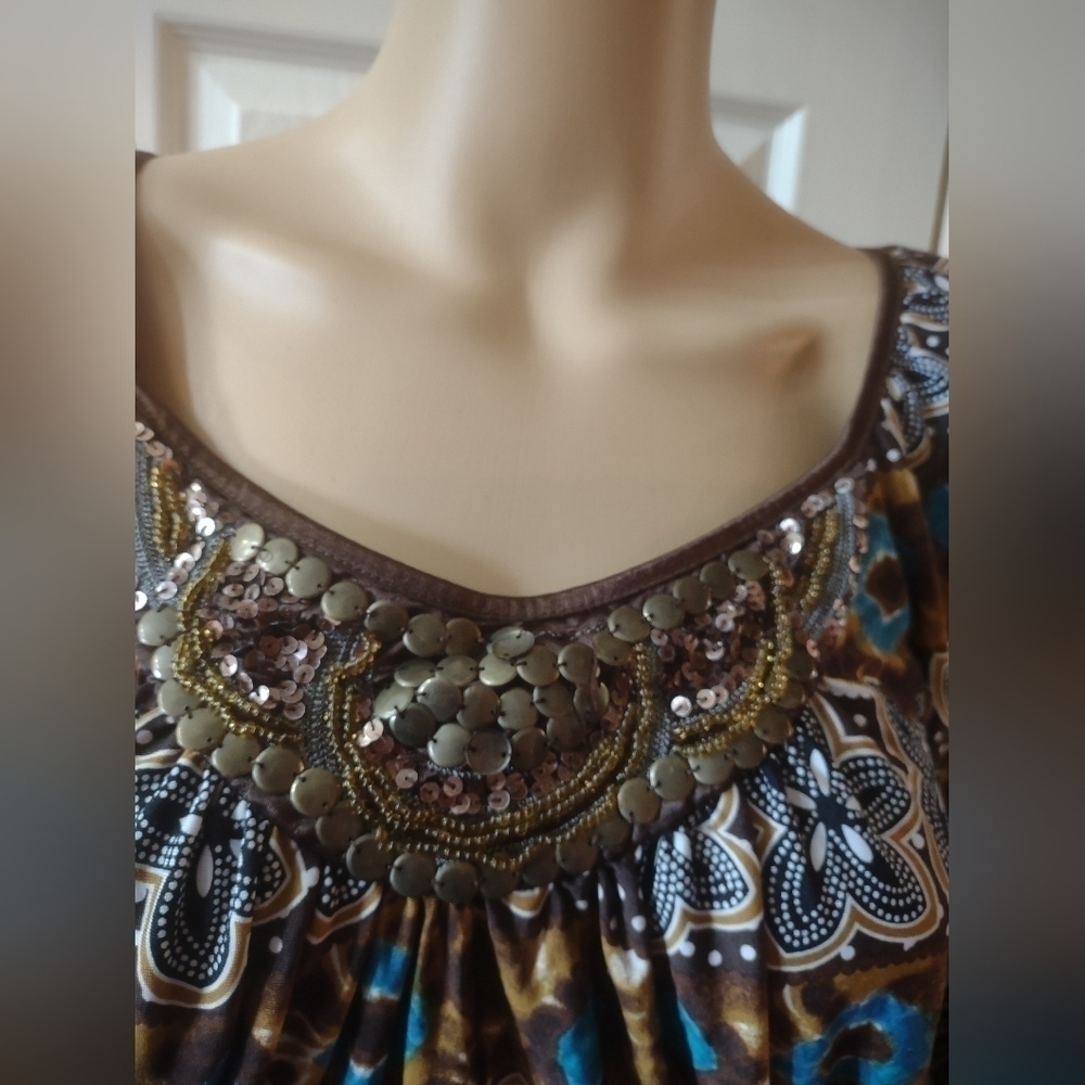 New Directions Woman's Size small beaded long sleeve blouse shirt top - Picture 6 of 9